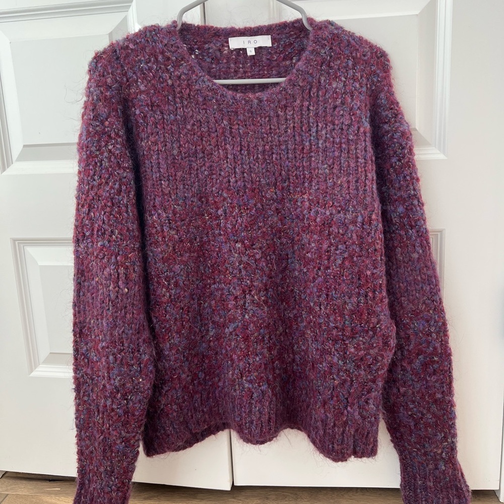 IRO Jelan Boucle Rib-Knit Slouchy Purple Sweater Size Small